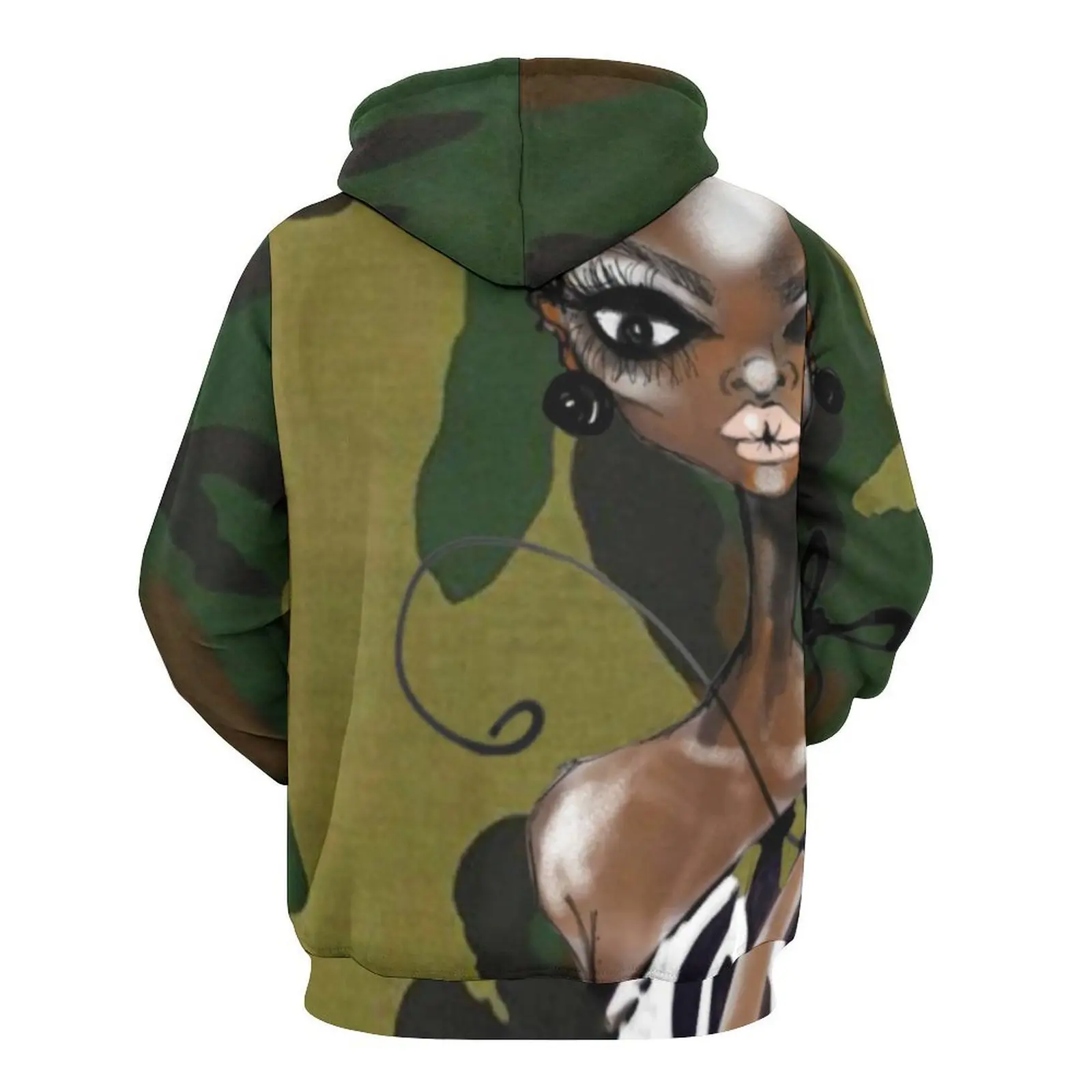 Grüne Camo Hoodies Langarm Schwarze Frau Druck Kawaii Casual Hoodie Winter Harajuku Übergroße Grafik Lose Kapuzenpullover