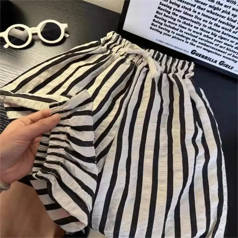 Summer toddler kids boy girl clothes baby pants elastic bands striped loose pants for children girls boys clothing sport pants