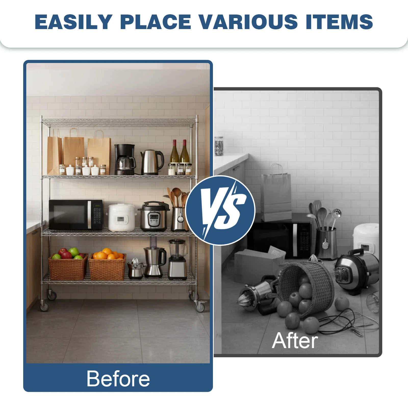 

5-Tier 70.87x59.76x23.98in Shelving Units and Storage Rack with Wheels Heavy Duty Shelving for Warehouses Closets Kitchen School