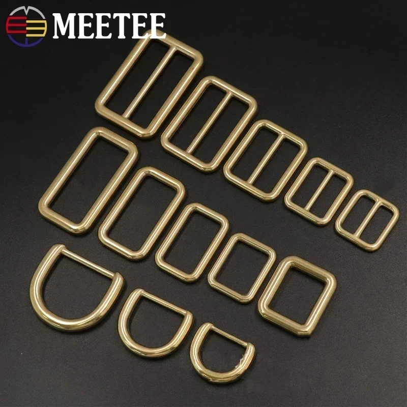 4/10Pcs Brass Buckles Bag Strap Adjust Tri-Glide Clasp Webbing Connector D Ring Hook Clothes Belt Buckle Accessories for Handbag