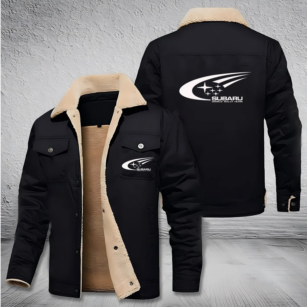 

2026 Autumn/Winter New Men's Jacket with Velvet Cotton Workwear SUBARU Racing Casual Jacket Grandfather Grade Wear