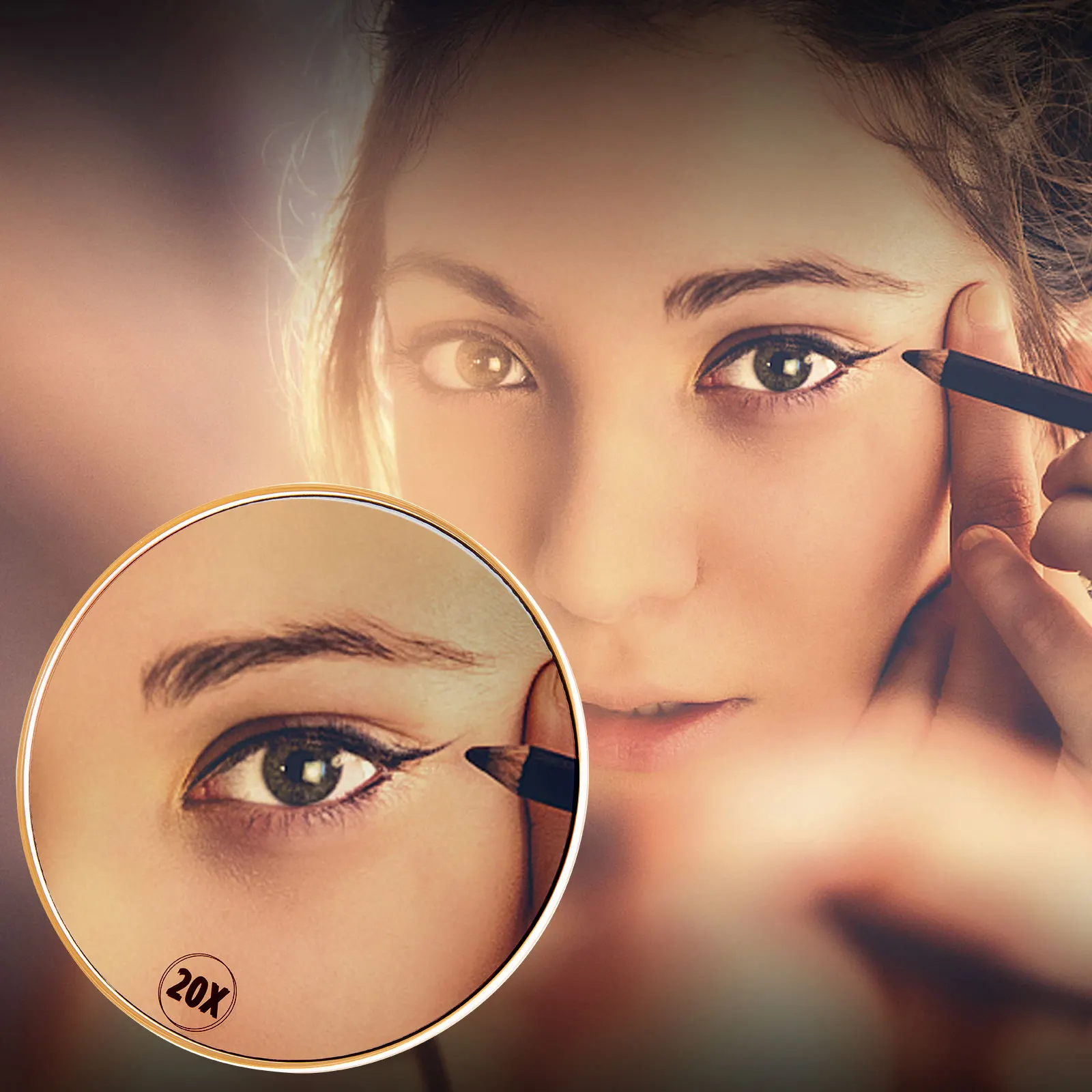 

Зеркало для макияжа с присоской, 20-кратное увеличение, четкое отражение, для дома и ванной комнаты, простой элегантный дизайн