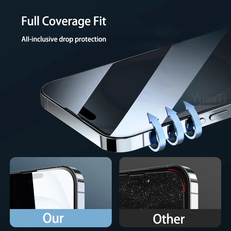 4 Piezas Vidrio Templado de Cobertura Completa para iPhone 11 12 13 14 15 16 Pro Max Protector de Pantalla para iPhone X XR XS Max 7 8 Plus Película de Vidrio 2