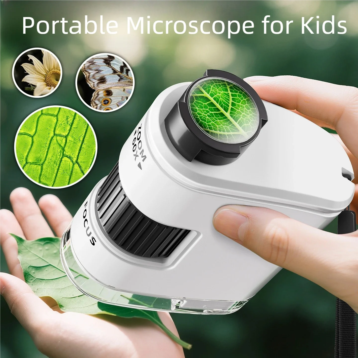 A Popular Overseas Bestseller: Portable Handheld Mini Microscope for Children Aged 6 and Above, 60X Magnification Science Experiment Toy, with Phone Clip, Led and Uv Lighting, Insect and Plant Observation Microscope, Can Observe Plants and Insects, Identify Jewelry and Antiques, Stem Educational Science Toy, for Parents and Children to Explore the Microscopic World Together, Ideal Birthday and Holiday Gift for Boys, Girls, and Students