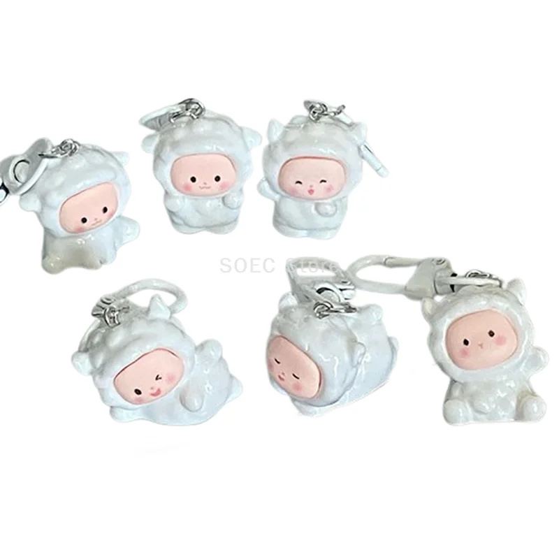 Cartoon Sheep Key Chain Cute Lamb Bag Pendant Keychain Kawaii Animal Key Fob Car Key Holder Accessories