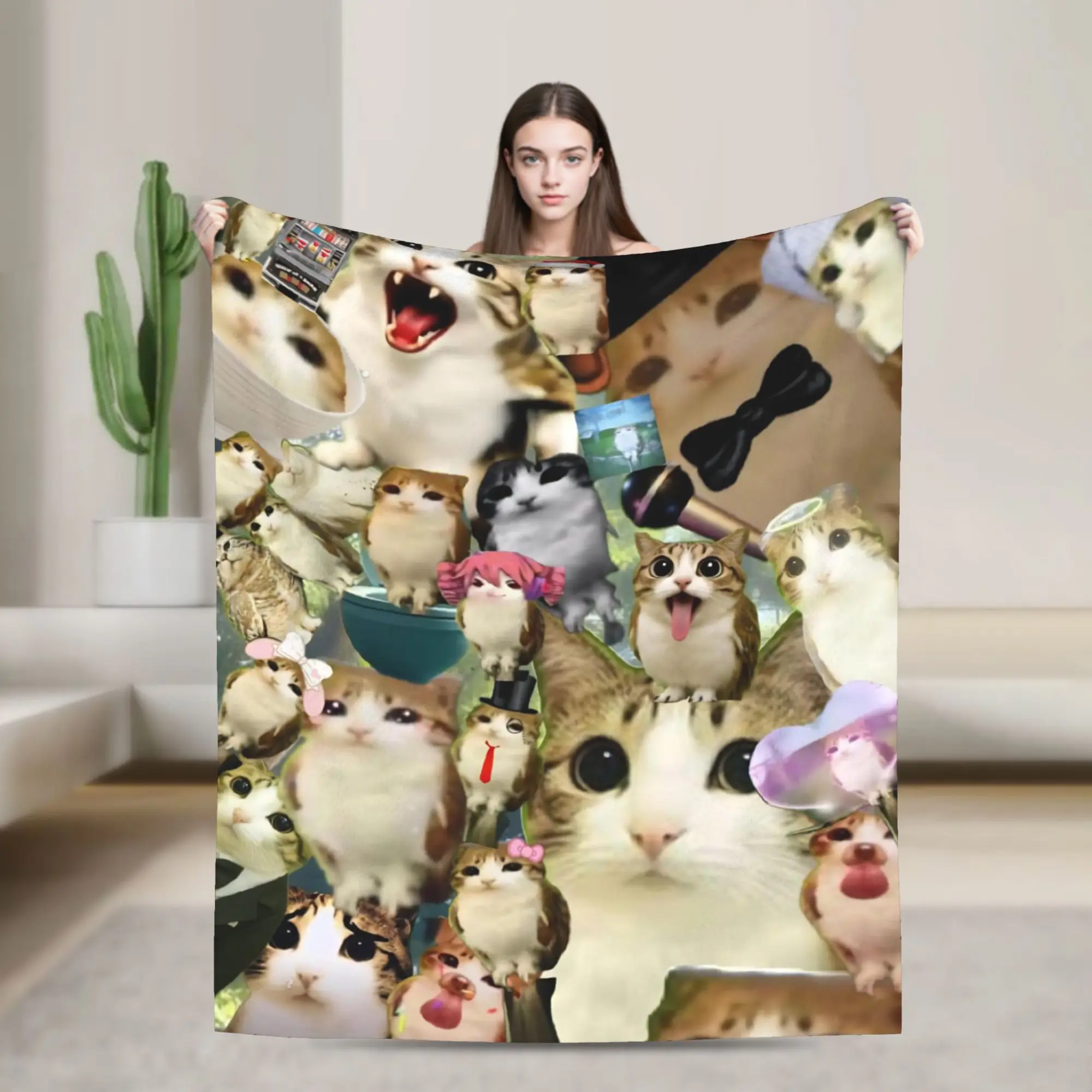 

Meowl Cat Owl Meme Throw Blanket for Couch Soft Cozy Plush Blanket 50x60 Inches Multiple Sizes Bedspreads for All Seasons