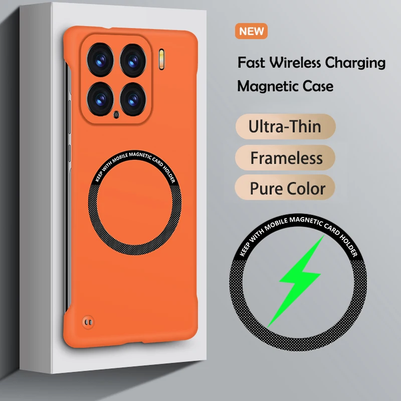 Schlanke Magnetische Rahmenlose Einfarbige Handyhülle für XiAOMI 17 15 14 13T 13 12 11 Pro Max Ultra Stoßfeste Schutzhülle Coque