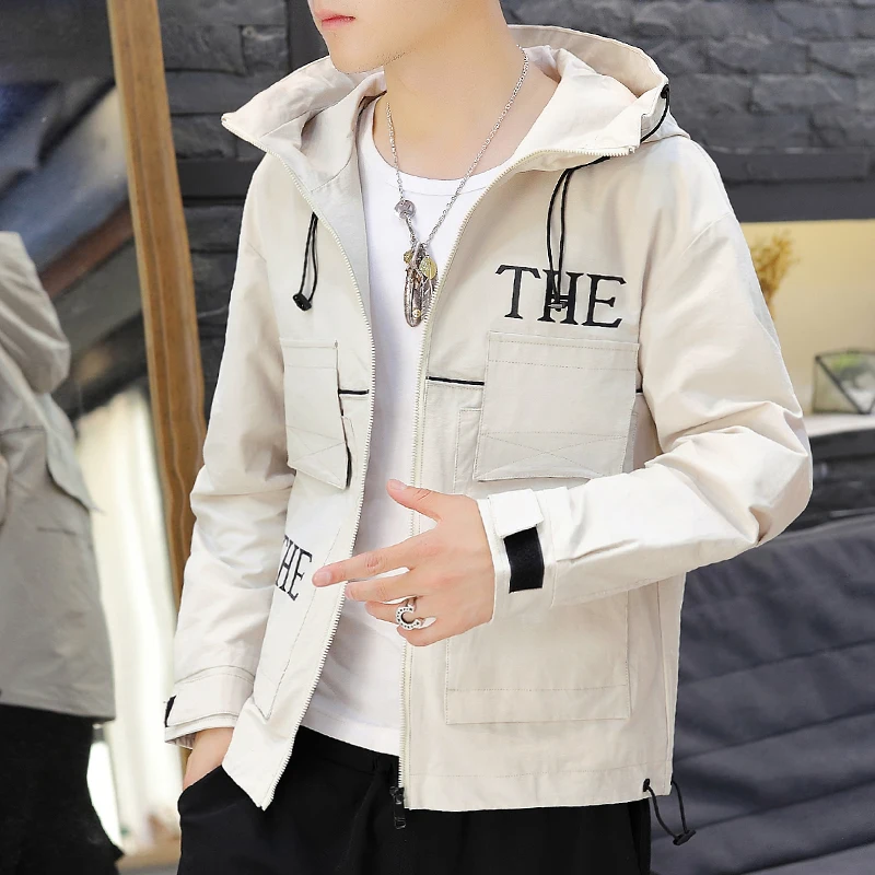 

2022 Men's Jacket New Spring Autumn Korean Trend Handsome Versatile Man Hooded Windbreaker Size M-4XL