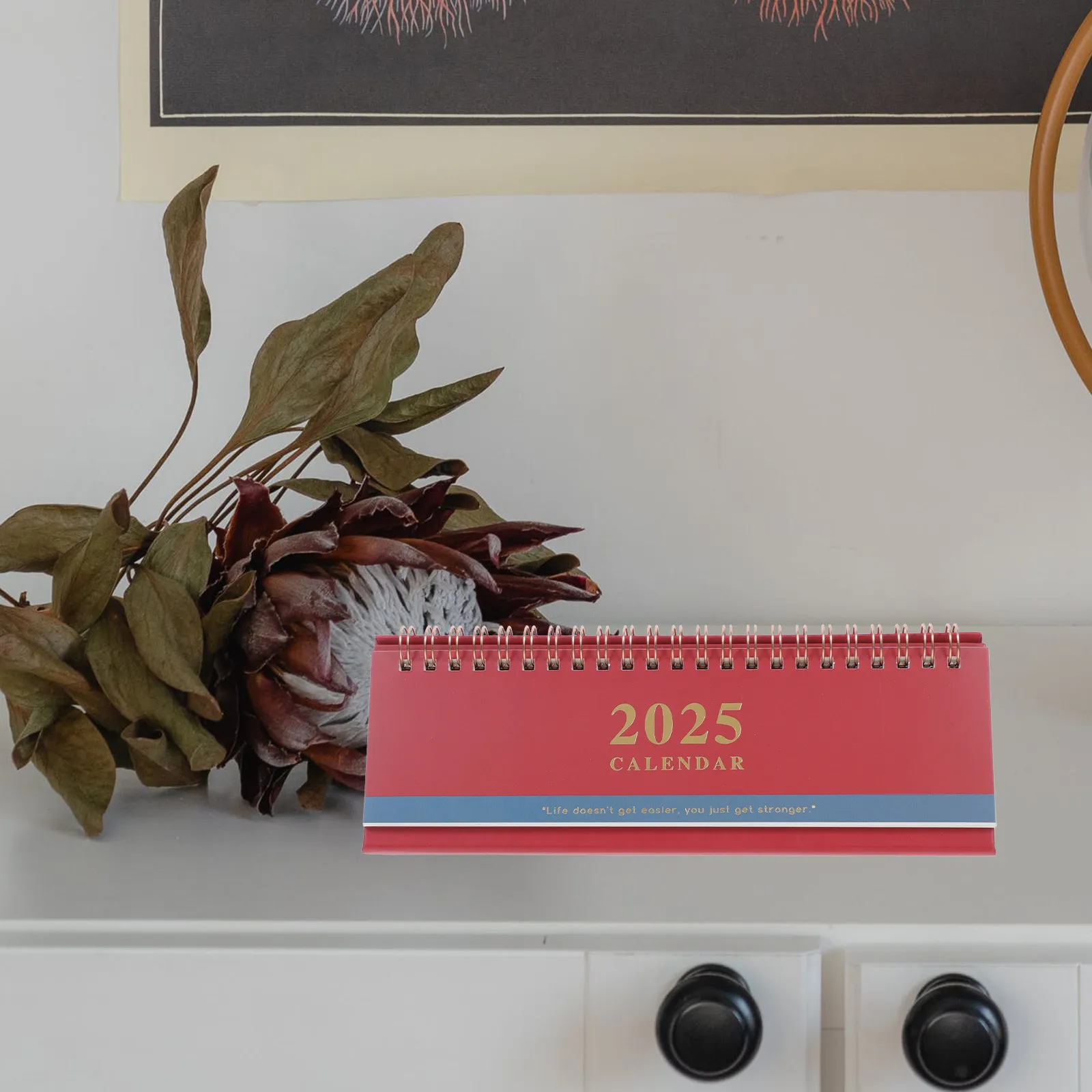

Long Desk Calendar Standing Flip Calendar Elegant Coil Binding Desktop Monthly Planner for Teachers Offices Homes School Decor