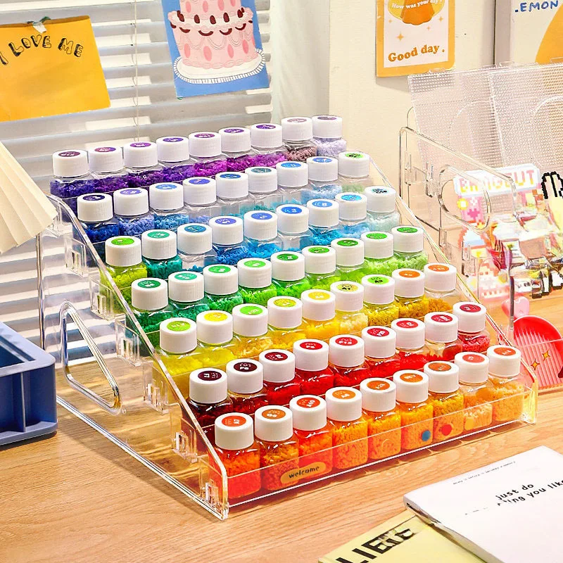 Clear Multi Tier Detachable Storage Rack With Handle Desktop Organizer For Nail Art Paint Fidget Beads DIY Craft Small Supplies