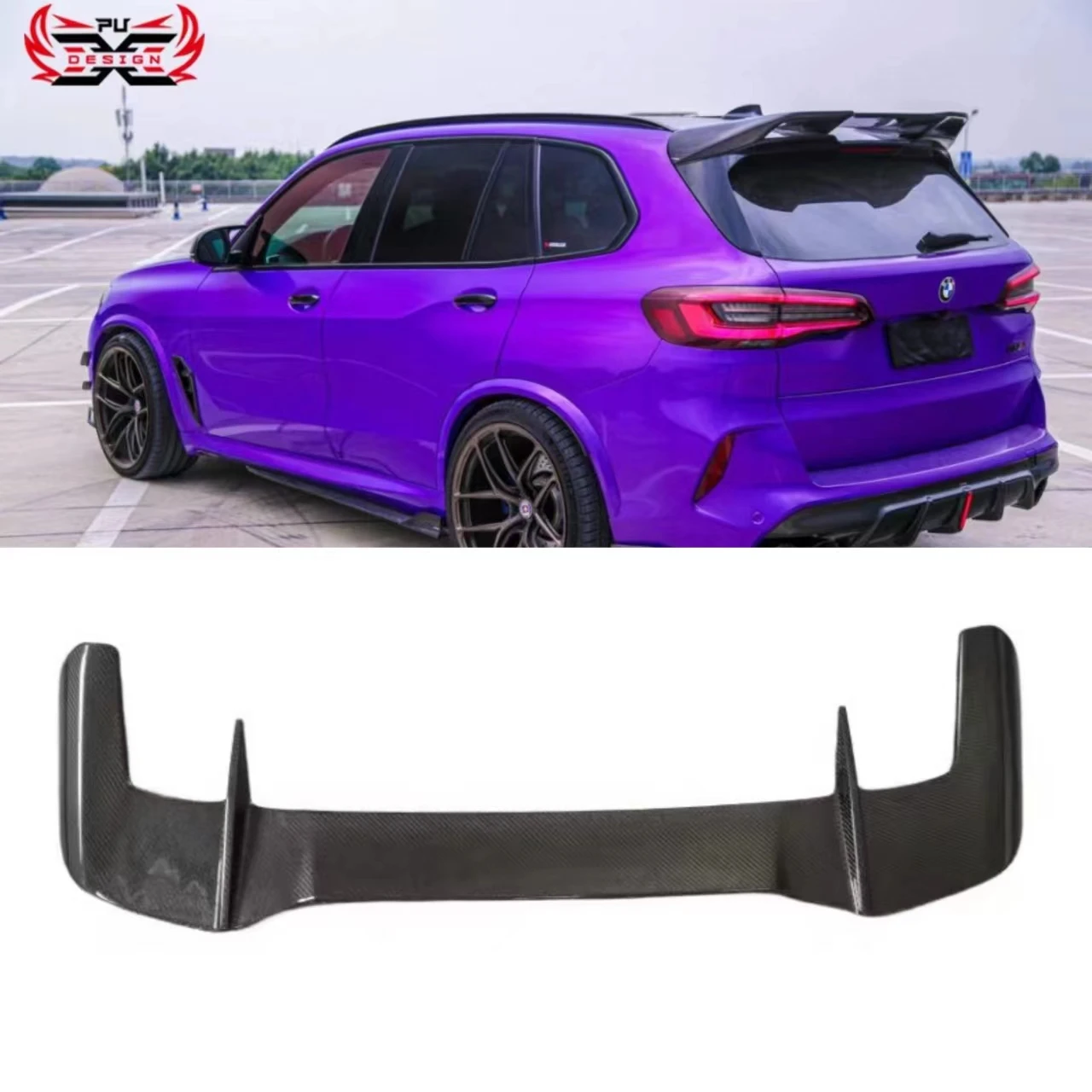 AE Style Carbon Fiber Wing Lip Rear Trunk Duck Spoiler Wing For BMW F95 X5M Root Spoiler Rear Boot Spoiler