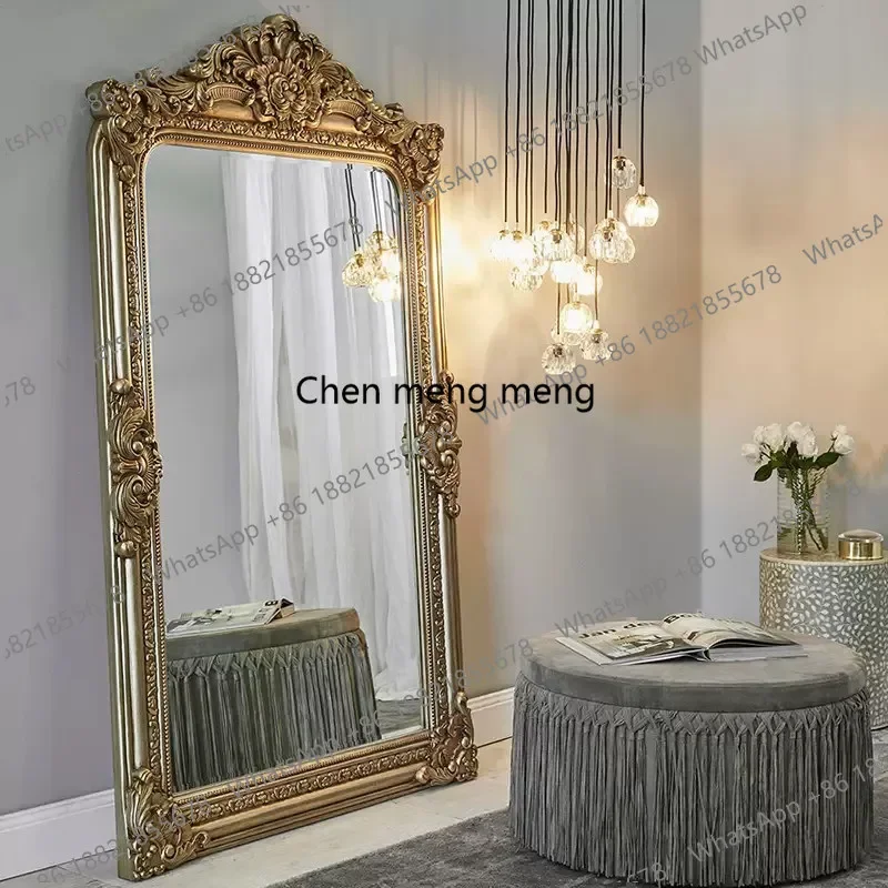 F181 French large-size carved full-length mirror European-style, full-body floor bedroom cloakroom dressing mirror