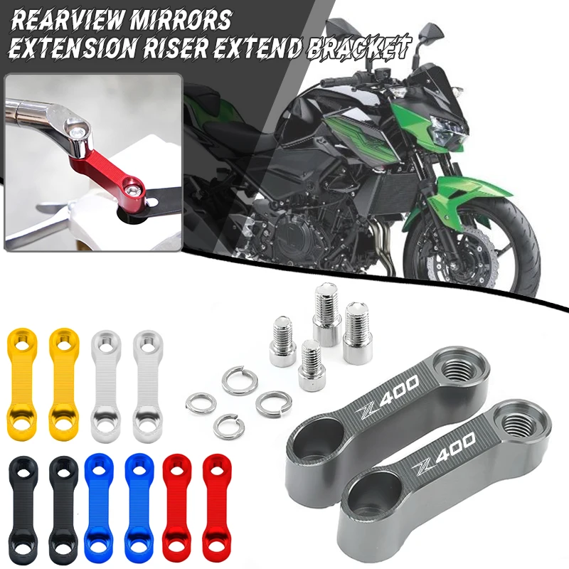 

For Z400 Z 400 2018-2024 Motorcycle Accessories Aluminum Mirrors Riser Extension Bracket Rearview Mirror Extend