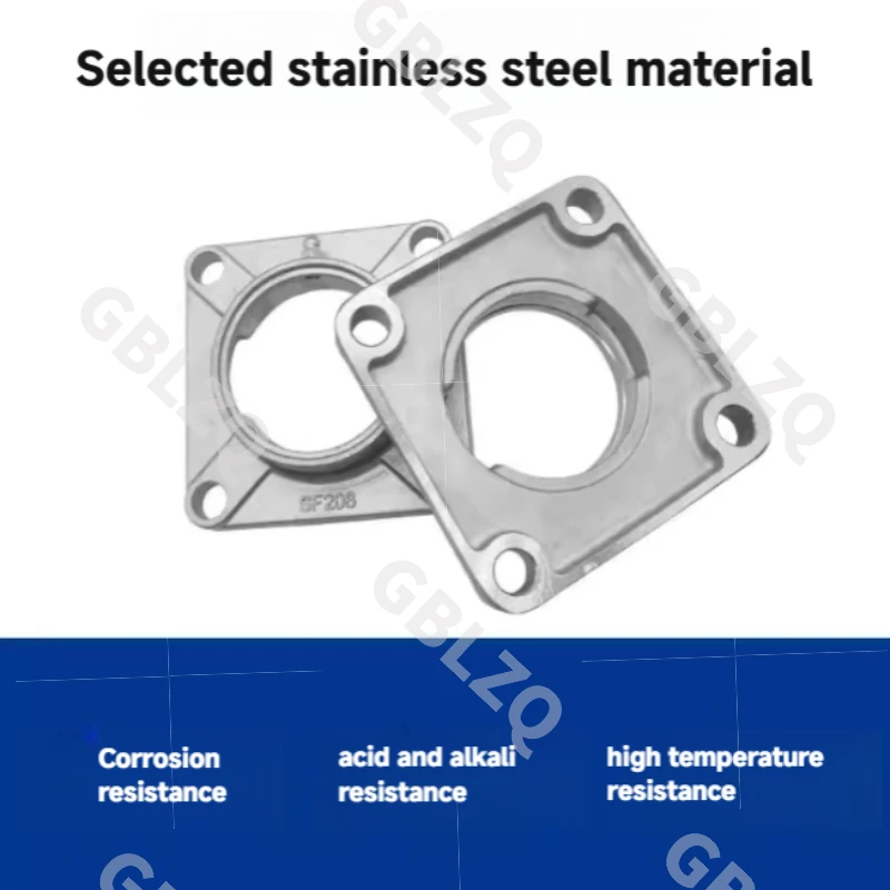202-304 single-axis shell stainless steel outer spherical square bearing with flange SUCF204, 205, 206, 207 - SUCF214