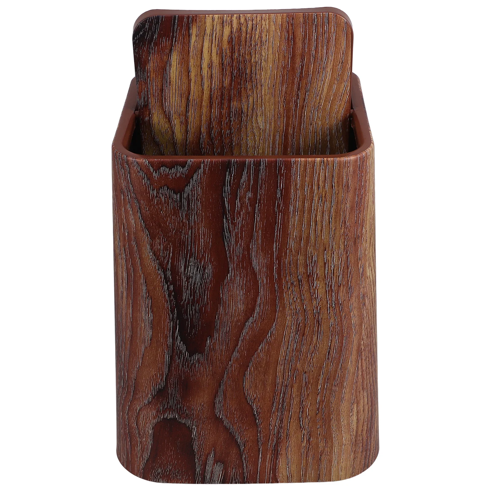 

Wooden Grain Swing Lid Trash Can Moderate Capacity For Kitchen Bathroom Office Bedroom Home Hotel Small Garbage Bin Waste Basket