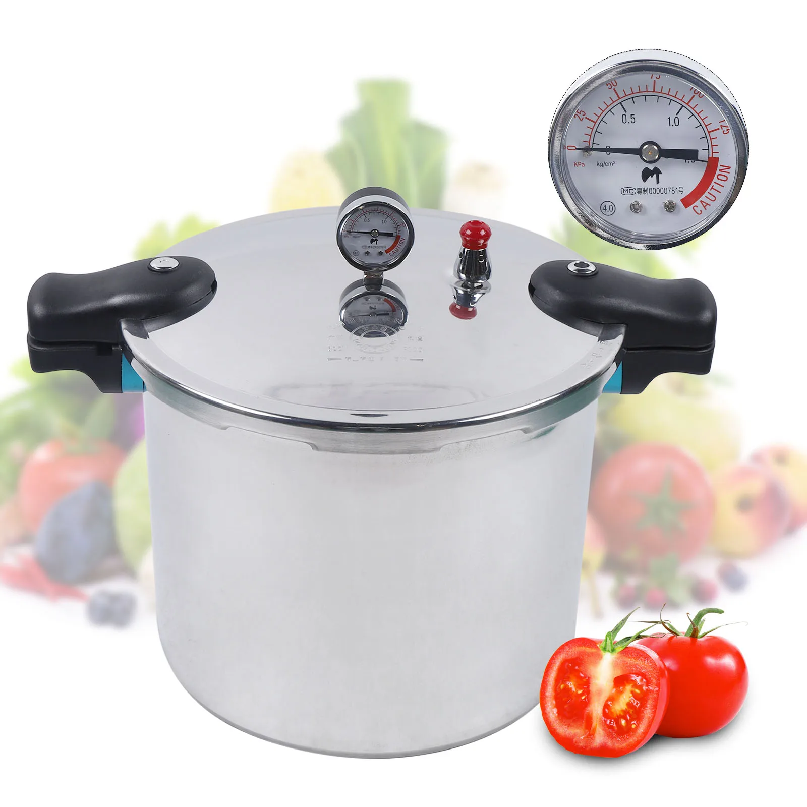 22L Aluminum Safe Explosion Proof Pressure Cooker Super safety lock Pressure Cookers Cooking Pots for Gas Cooker w/ Steam Guage