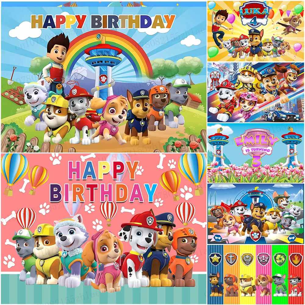 

Paw Patrol Birthday Party Photo Background Baby Shower Photo Backdrop Cartoon Photography Backdrop