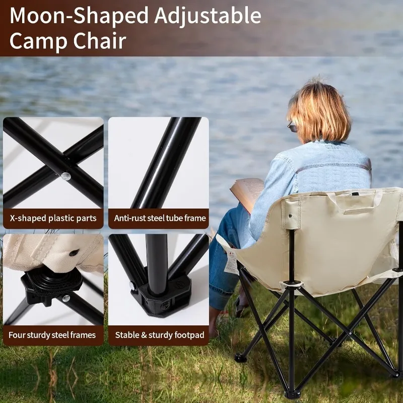 Folding Camping Chair Compact Camp Chair Outdoor Lawn Portable Lightweight Chair with Carrying Bag Beach Picnic Fishing Hiking