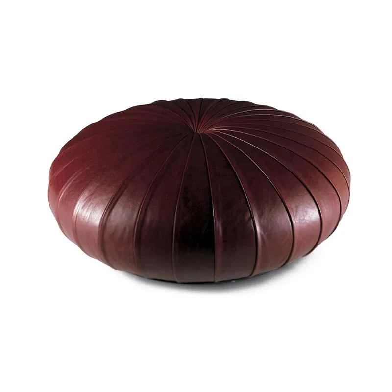 

Italian minimalist sofa stool living room leather round seat stool ottoman creative lazy round pier