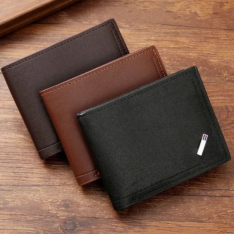 Men Foldable Wallets Solid Color Soft Comfortable Coin Wallet Portable Multiple Slot Credit ID Cards Holders Exquisite Accessory