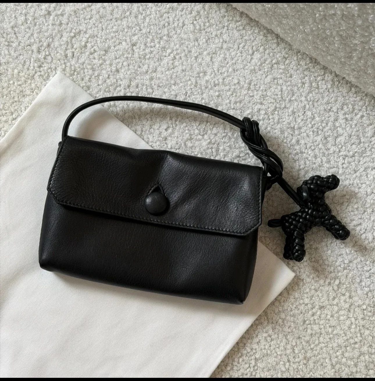 Sally Minimalist Top Grain Women's Cow Genuine Calf Leather Small Square Handbag Pouch Button Bag Fashion Designer