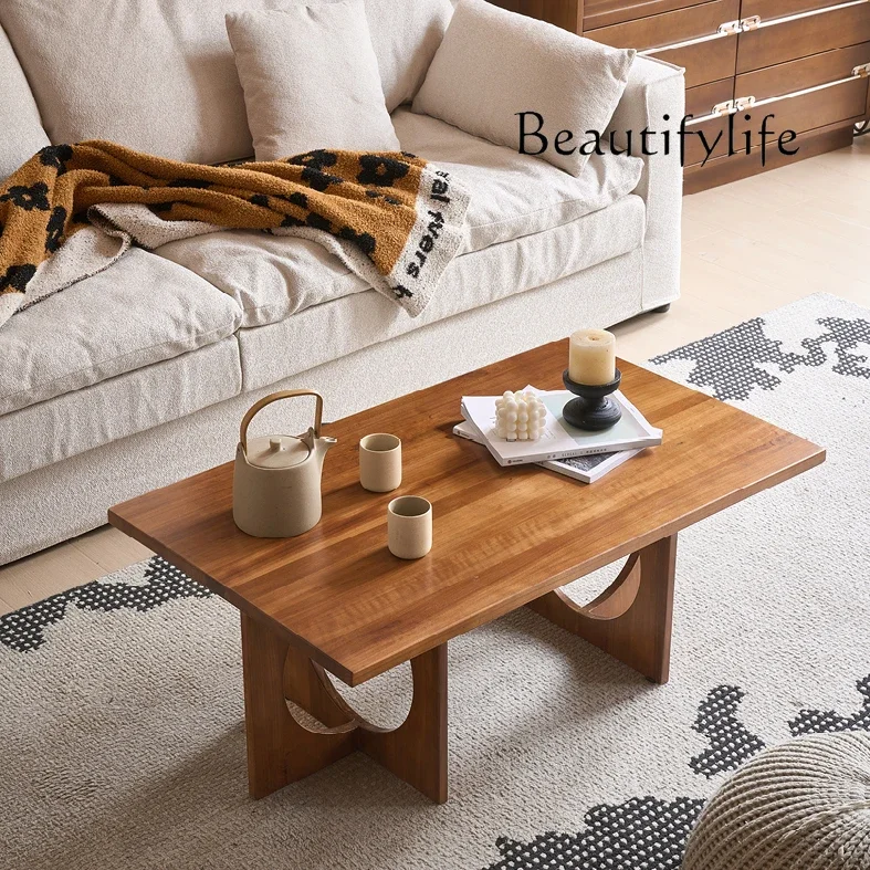 ZL Medieval style solid wood coffee table living room household small apartment retro balcony designer high-end sense