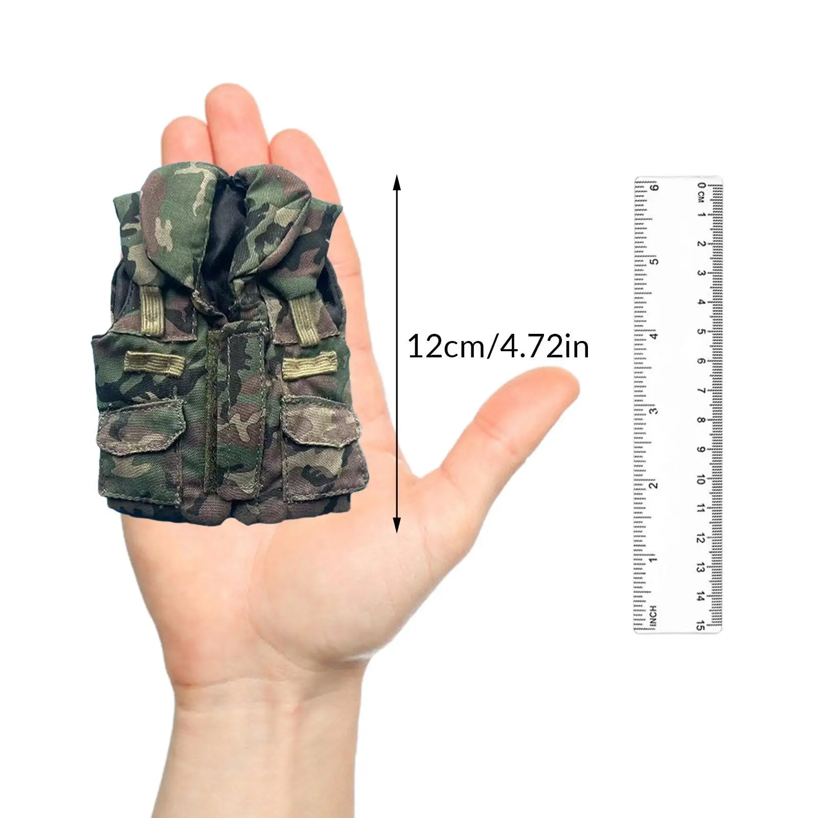 1/6 Doll Figure Jungle Vest Model Fishing Vest Clothes Traning Vest with Front Pockets for 12inch Soldier Figures Costume