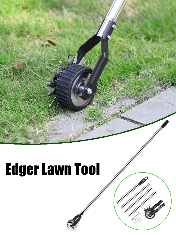 

Lawn Edger Wheel Rotary Edger Adjustable Height Wheeled Manual Edging Machine Grass Trimmer Weeder Cutting Machine Garden Tool