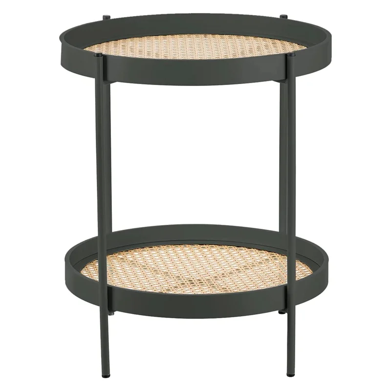 

Круглый приставной столик Combohome из ротанга, металлический прикроватный столик, тумбочка со съемной подставкой-подносом