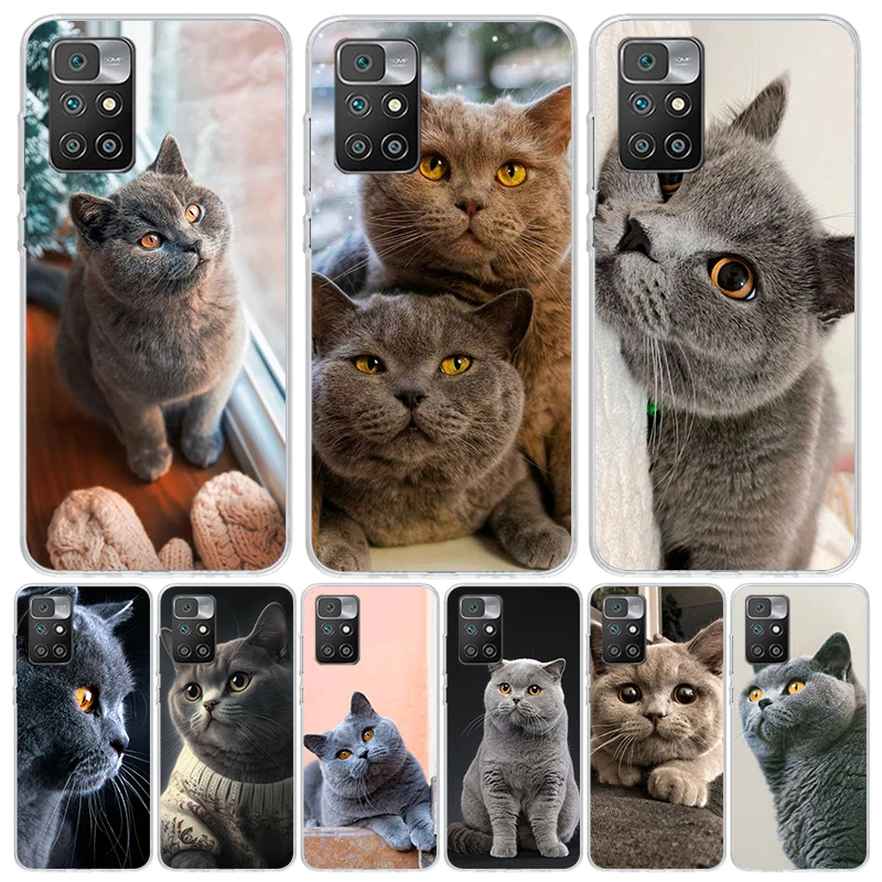 British Shorthair Cat For Xiaomi Redmi 10 12 10A 10C 12C 9 9A 9C 9T Phone Case 8 8A 7 7A 6 6A S2 K20 K30 K40 Pro Cover Coque