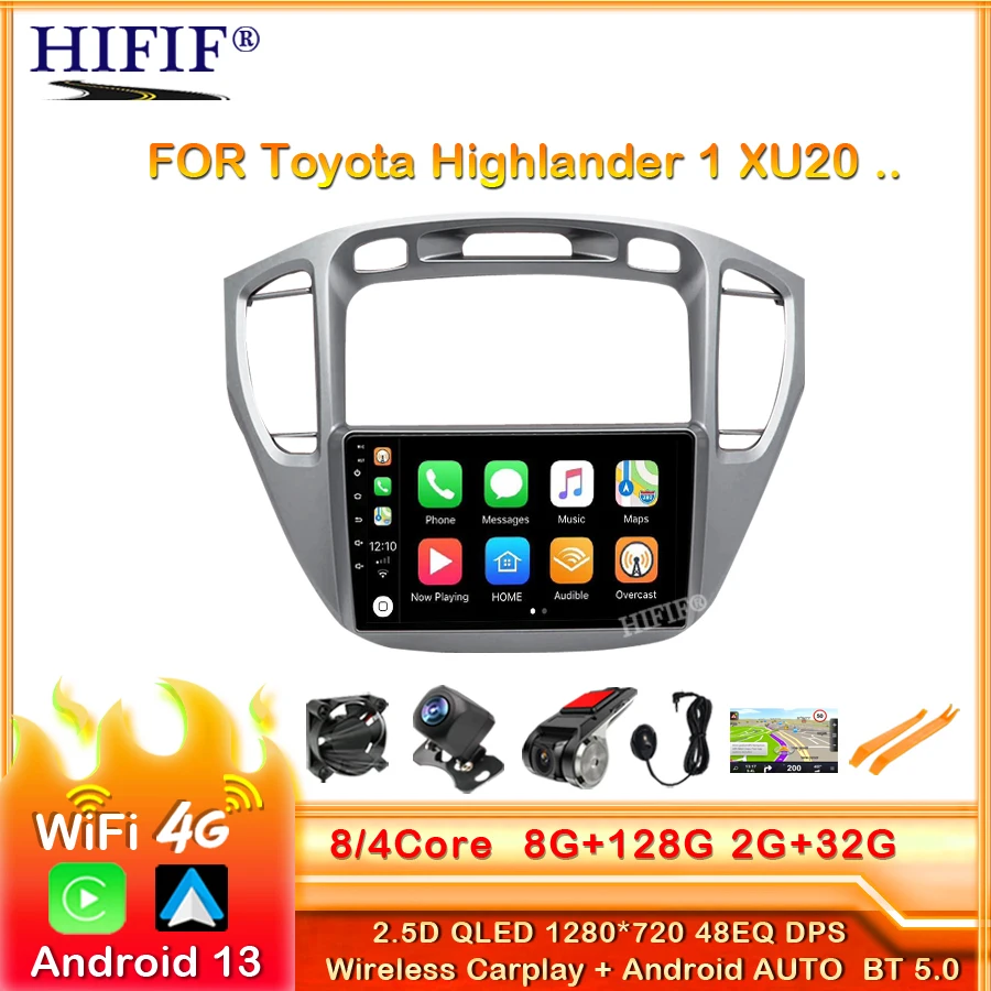 

Android 13 Car Navigation GPS For Toyota Highlander 1 2001-2007 Multimedia Player 4G WIFI BT DSP Radio No DVD Player