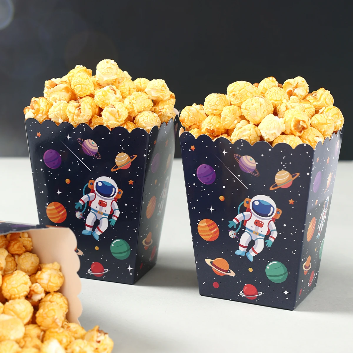 10Pcs Space Astronaut Popcorn Box Space Popcorn Box Kids Birthday Party Favor Popcorn Treat Boxes Out Space Theme Party Decor