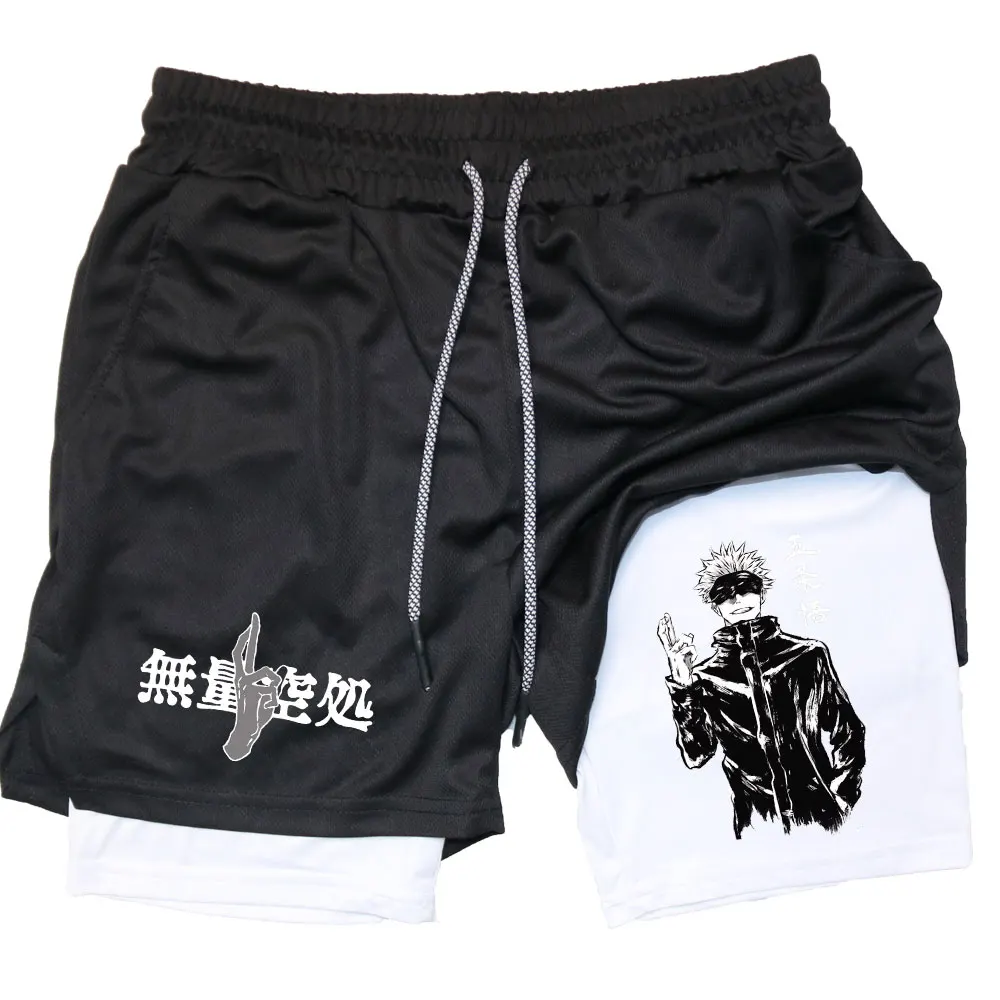 Anime Gym Shorts for Men Gojo Performance Shorts Summer Sports Fitness Workout Jogging Short Pants