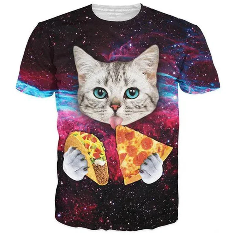 3D Printing Funny Cat T Shirt Men Women Animal Pattern Tees Summer Fashion Casual Loose O-Neck Short Sleeve Tops Street T-Shirts