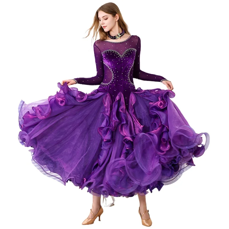 

2024 Woman Modern Dance Dress National Standard Dance Waltz Dress Velvet Dress My915