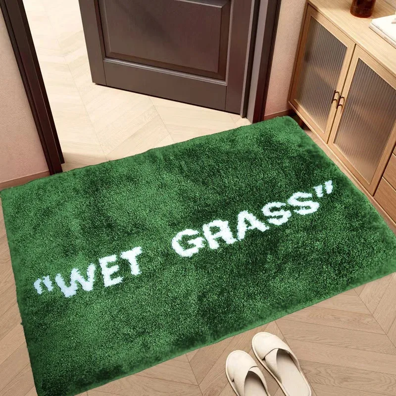 VIKAMA Artificial Grass Rug Fake Grass Doormat Fluffy Green Carpet Soft Plush Mat Indoor Outdoor Living Room Bedside Floor Decor