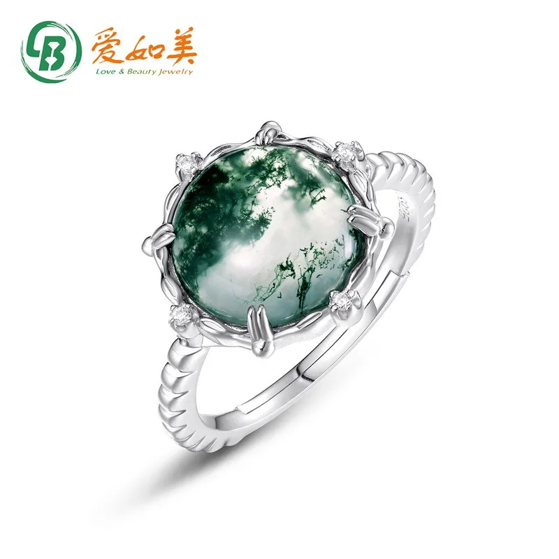 

New Simple and Elegant Green Moss Ring 18K Gold PT950 Platinum Silver Plated 7-Layer Gold Ring Open Handpiece