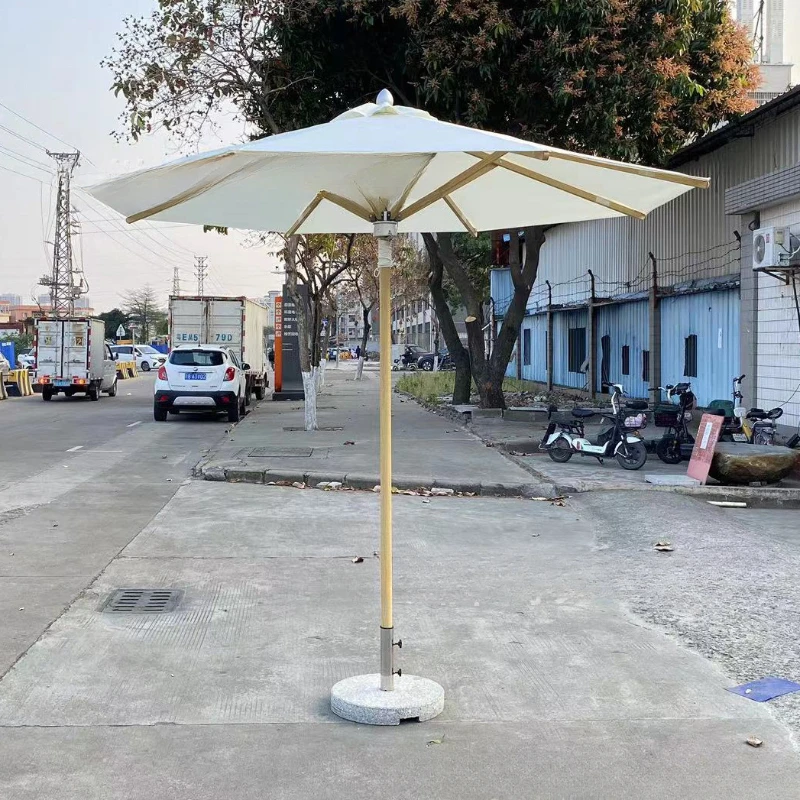 48mm aluminum alloy imitation wood grain outdoor center pillar umbrella, sun umbrella, deluxe large beach sunshade