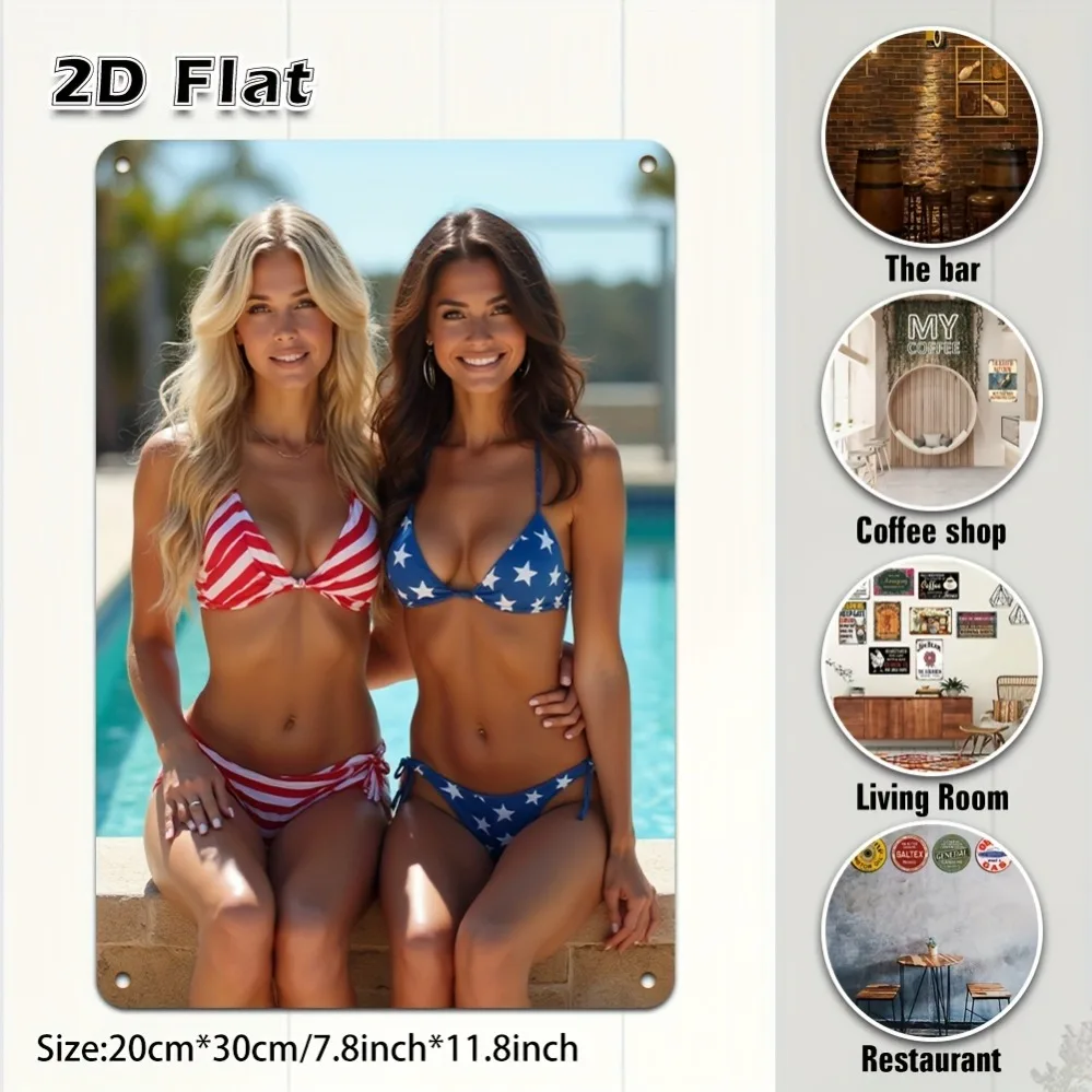 Farbenfrohe 2D Bikini-Mädchen Leinwand-Wandkunst Heim-Bar-Dekoration Weihnachtsgeschenk