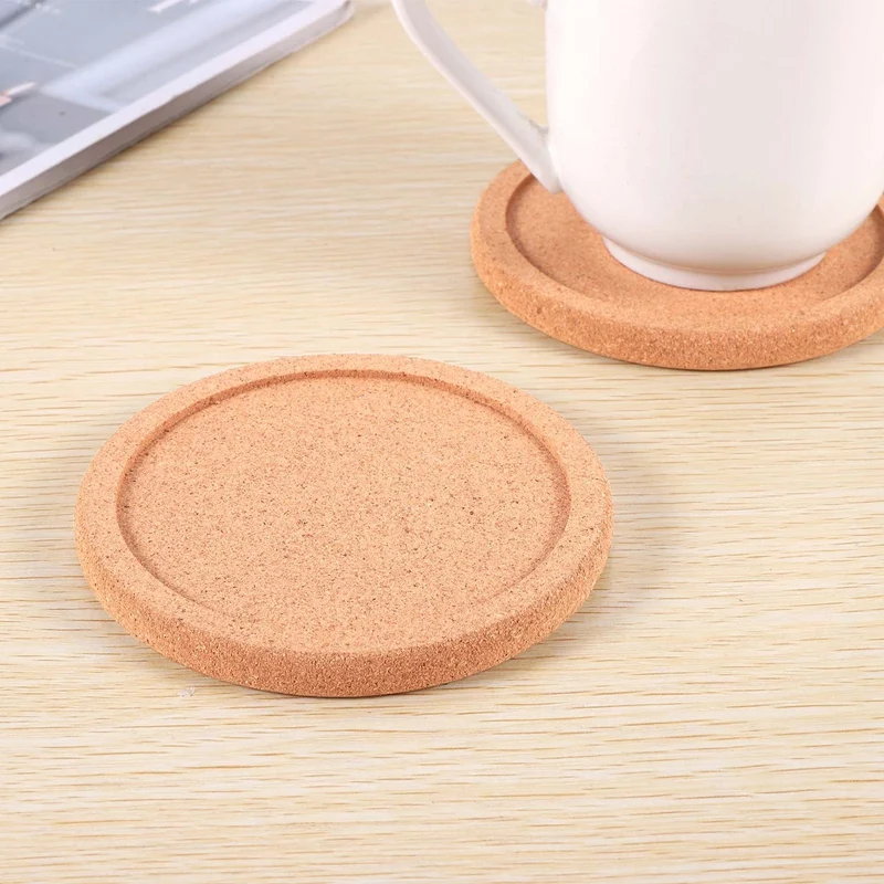 Cork Coasters With Lip For Drinks Absorbent Thick Rustic Saucer With Holder Heat & Water Resistant Best Reusable Natural Round C