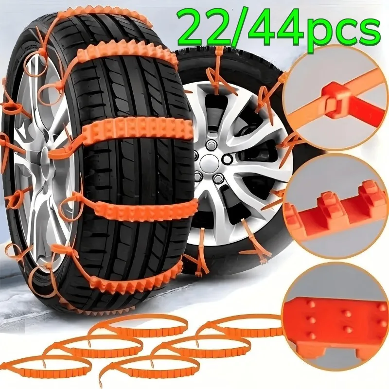 22/44PCS Universal Anti-Skid Snow Chains for Car Motorcycles Winter and Bad Terrain Wheels Anti-slip Emergency Lockout Artifact