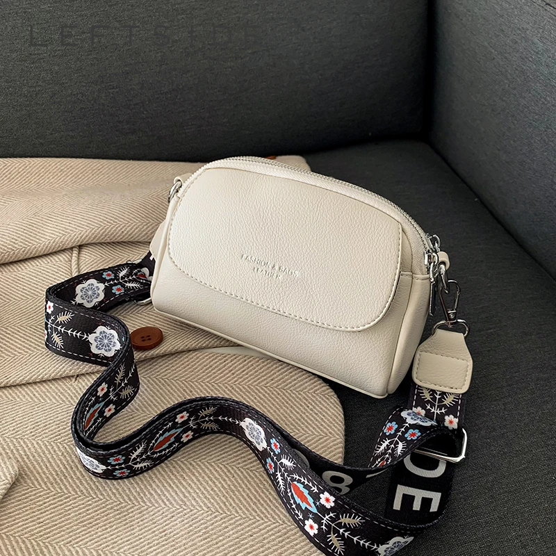 LEFTSIDE Mini PU Leather Crossbody Bags with Wide Shoulder Belt 2023 Women Fashion Trend Shoulder Bag Handbags and Purses
