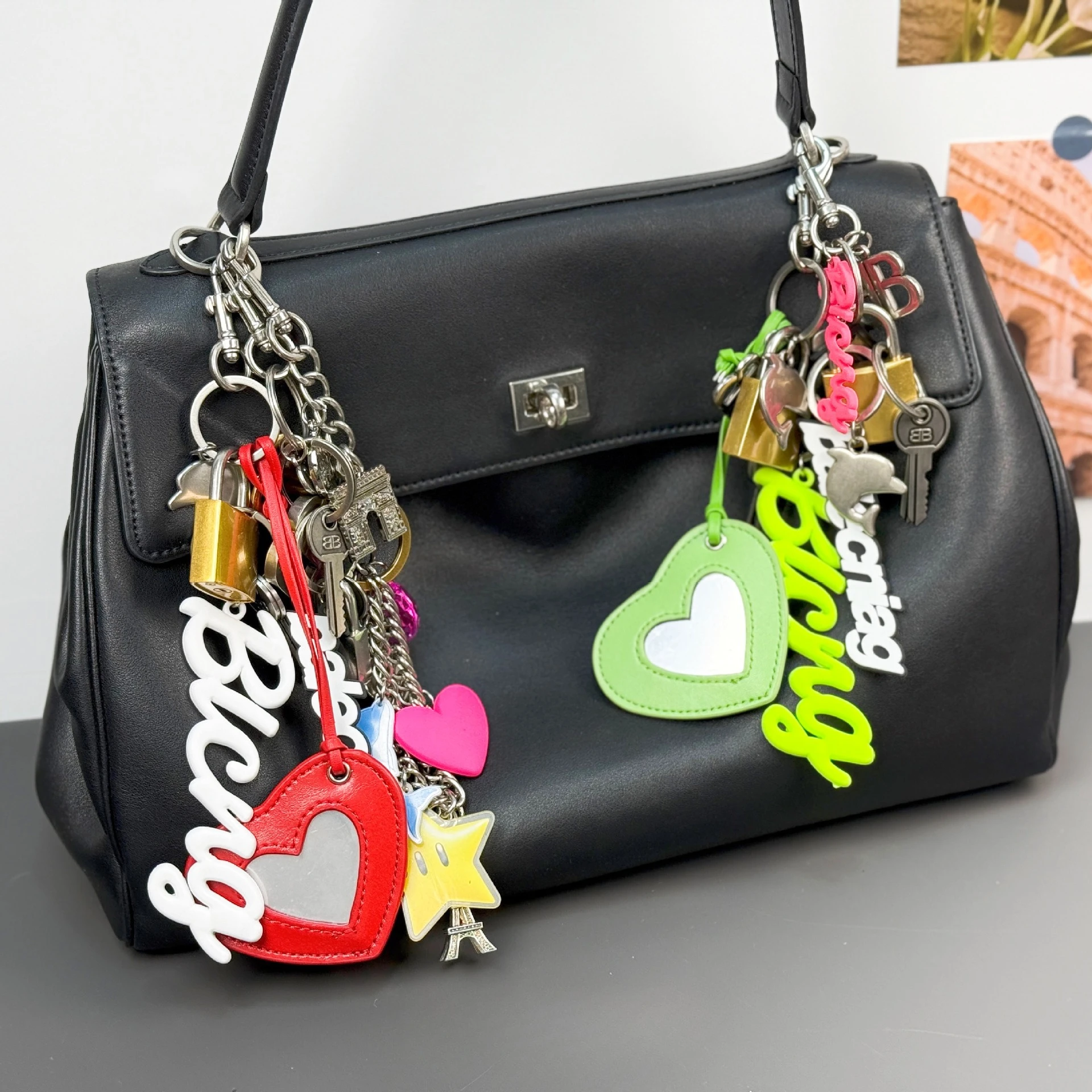 

New Retro Lock Metal Shoulder Bag Handheld Crossbody Bag Pendant Keychain Jewelry Bag Shoulder Strap Accessories