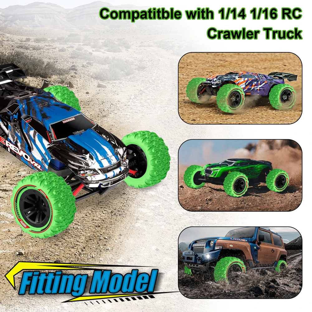

4Pcs 12mm Hex RC Wheel Tires Set Swamp Claw Mud Terrain Tires Accessories RC Tires Wheels for 1/14 1/16 RC Car Crawler