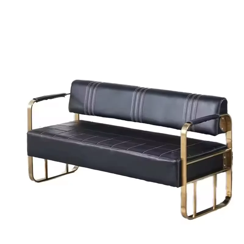 

Modern Customized Metal Beauty Salon Waiting Sofa Long Bench Barbershop Chairs Shampoo Furniture for Outdoor Mall Bathroom