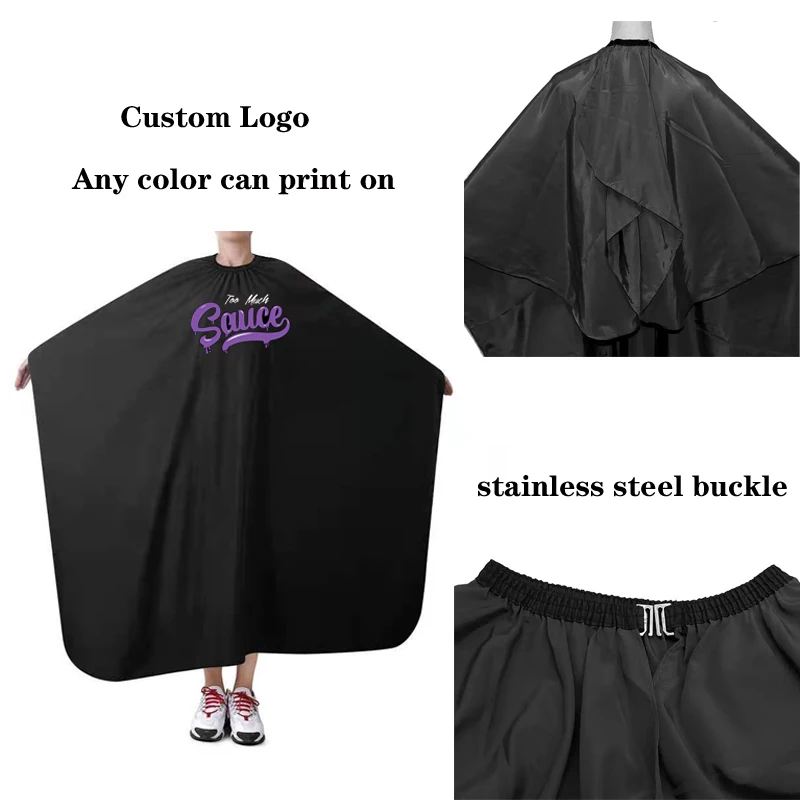 Custom Hairstyle Cape Logo Professional Hairdressing Cape With Adjustable Snap Closure Nylon Waterproof Hair Cutting Perm Gown