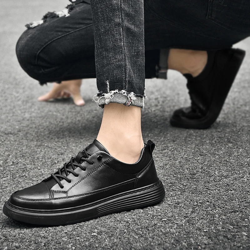 Italian Brand Men's Genuine Leather Casual Shoes Oxford Jogging Shoes Sneakers for Men Warm Cotton Shoes with/No Fur Size：38-47