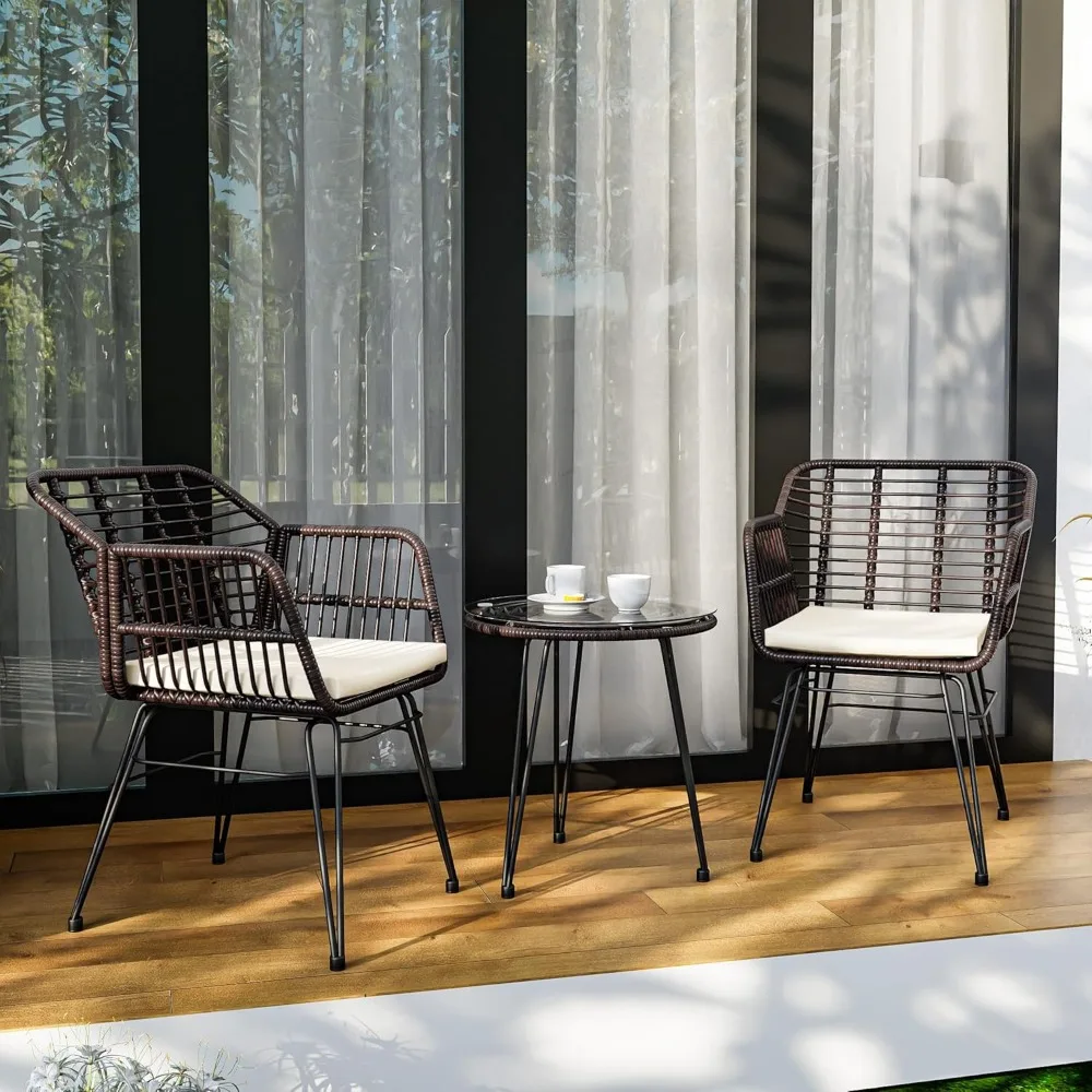 

3-piece Willow Terrace Tavern Set, Outdoor Dialogue Set with 2 Vine Terrace Chairs and 1 Side Table, Vine Terrace Furniture