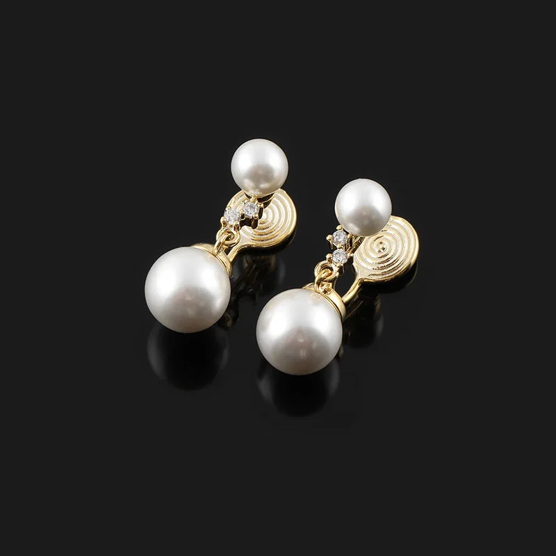 Fashionable and Simple Round Pearl Earrings Brass Material 18k PVD Electroplating Waterproof Accessories Ear Studs