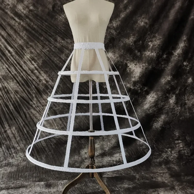 Womens Hollow Out Caged 4-Hoop Bustle Victorian Petticoat Skirt Wedding Bridal Dress Cosplay Pannier Crinoline Underskirt Slip